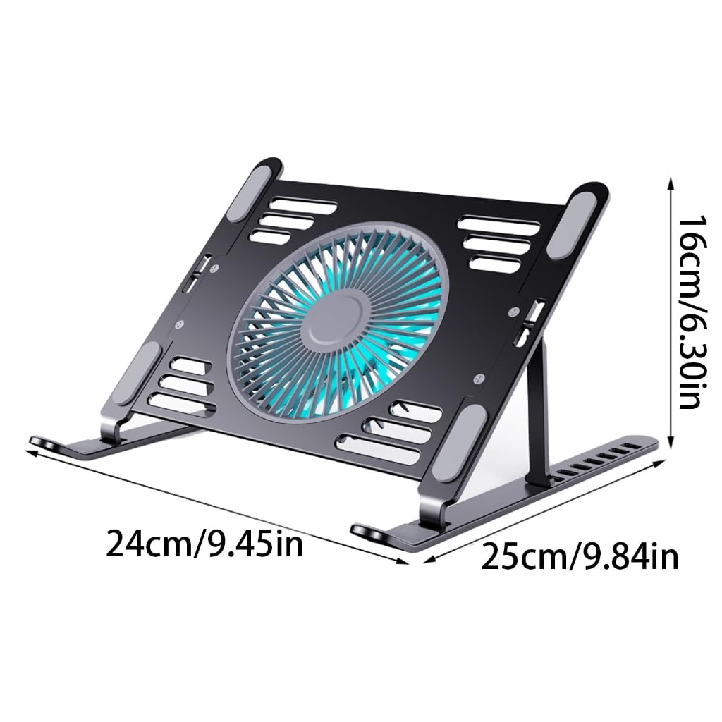 Soporte de refrigeración de aluminio para laptop, almohadilla de refrigeración para portátil con altura ajustable, marco plegable, soporte elevador de alimentación USB