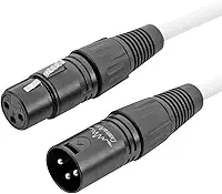 Cabos & Plugs - Cabo de Microfone XLR Macho - Fêmea, cor Branca, Balanceado, Pinos Banhados a Ouro, Cobre Oxygen Free (1UN, 1m)