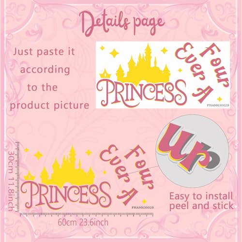 Vinilo Decorativo Four Ever a Princess para Fiesta miniatura 2