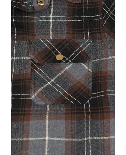 Image of ZENTHACE Men's Quilted Lined Hooded Plaid Jacket,Zipper & Snap Closure