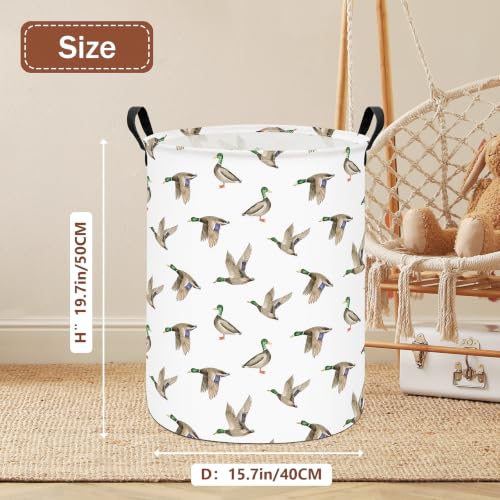 Image of Mallard Duck Fabric Storage Bin Nursery Organizer Basket