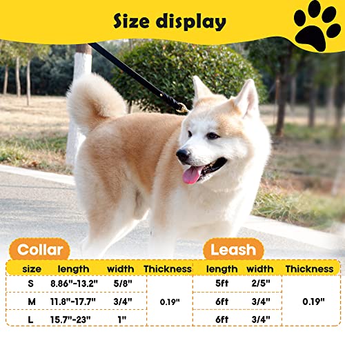 6Ft Leather Dog Collar And Leash Set For Heavy Duty Large Dog,Soft And Comfortable Braided Leather Dog Leash Set With Anti-Slip Handle,Long Strong Leather Collar With Metal Lock For Training,Black #TOP4