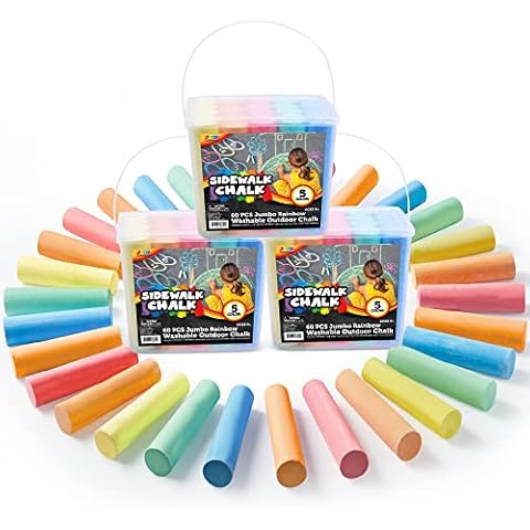 JOYIN 60 Pcs Washable Outdoor Chalk Set Cover