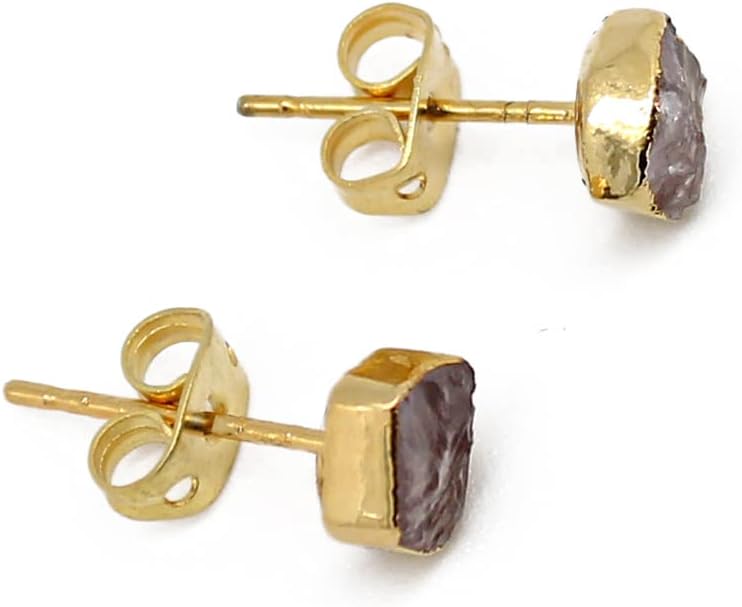 Natural Raw Gemstone Stud Earrings Handmade Crystal Handmade Jewelry Hypoallergenic Gold Plated Trendy Western Fashion Jewelry For Women - Image 3