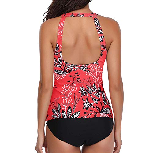 image for OutTop01 OutTop Women Tankini Top Swimsuits High Neck Halter Tummy Con