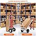 FinerFurnis 3-in-1 Heavy Duty Convertible Hand Truck Dolly - 800 lbs Capacity Aluminum Platform Cart (Red-Silver) - Folding Utility Trolley with 2 Straps for Home/Office/Warehouse