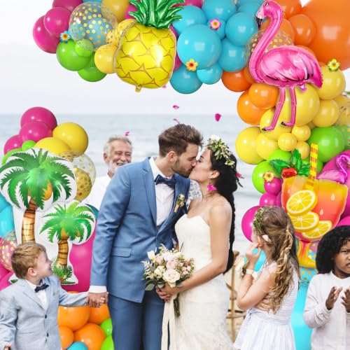 Image of Ouddy Life 189Pcs Tropical Balloons Arch Kit, Luau Summer Party Decorations