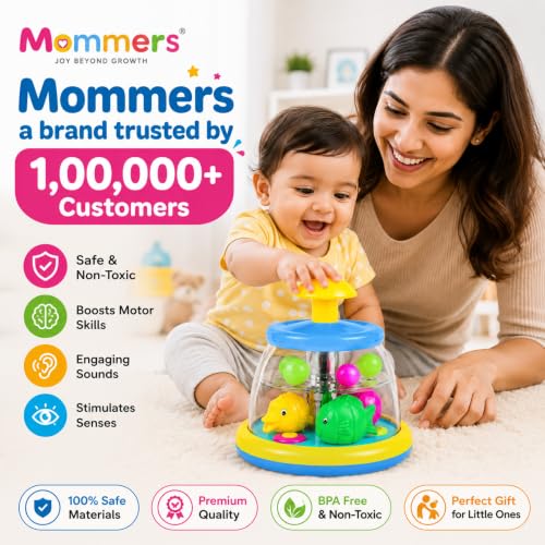 Image of Mommers Spinner Toy for Babies & Toddlers - Press and Spin Toy for Kids 1 to 5 Years - Table & Window Toys for Toddler Boys and Girls - Fine Motor Skill Development - Age 1+ Years