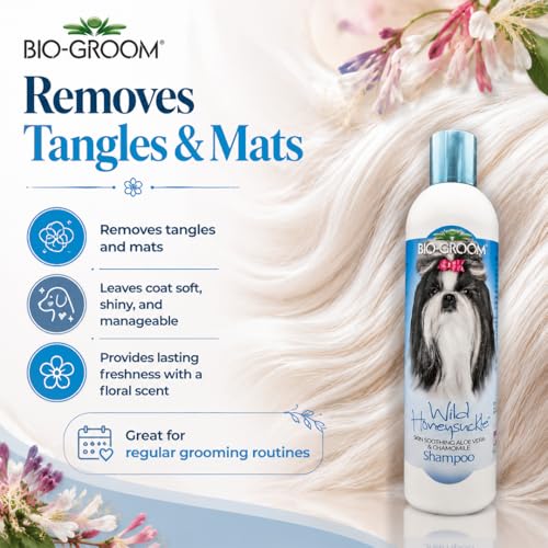 Image of Bio-Groom Wild Honeysuckle Dog Shampoo - Natural Scent Pet Shampoo, Aloe Vera, Chamomile, Cat & Dog Bathing Supplies, Puppy Wash, Cruelty-Free, Made in USA, Quick Rinse Cat Shampoo - 12 fl oz 1-Pack