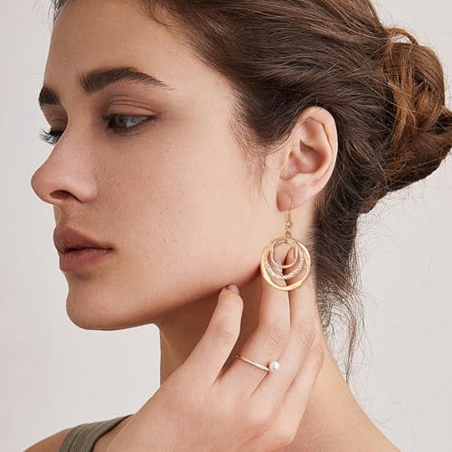 Chunky Gold Drop Dangle Earrings for Women Trendy 18K Gold Plated Circle Disc Leverback Earrings Costume Accessories Jewelry2