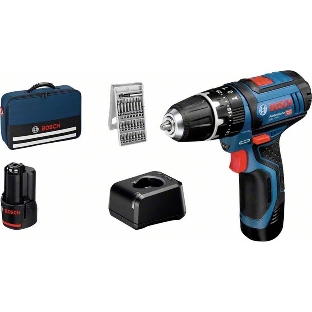 Bosch 12V Akku-Schlagbohrschrauber GSB 12V-15 | 2X Akku 2,0 Ah in Tasche & Zubehör