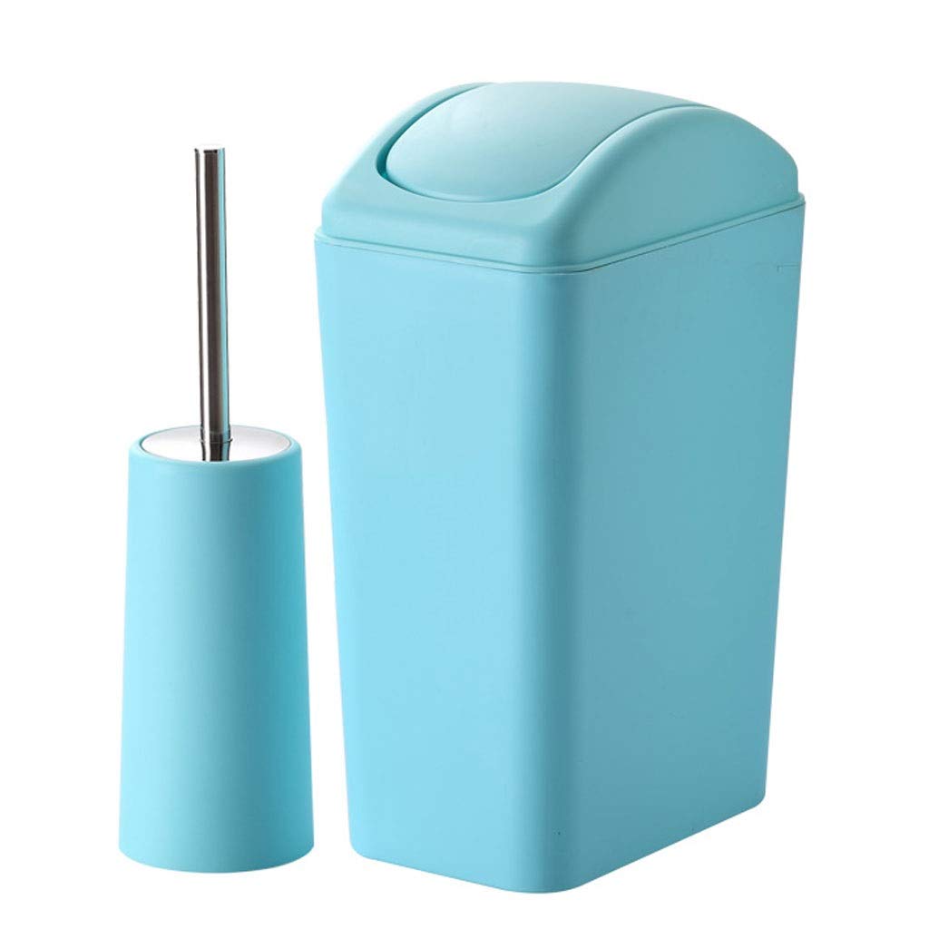 Cubo de basura azul de 12L con escobilla integrada para baño y cocina 8