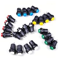 Gebildet 24pcs 12mm Latching Verriegeln Druckknopfschalter, SPST EIN-AUS AC 250V/1.5A 125V/3A, Plastik DIY Einrasten Schalter Mini Drücken Taster für Autotrompete, PC, Tischlampe, Haustürklingel – Ansicht 3