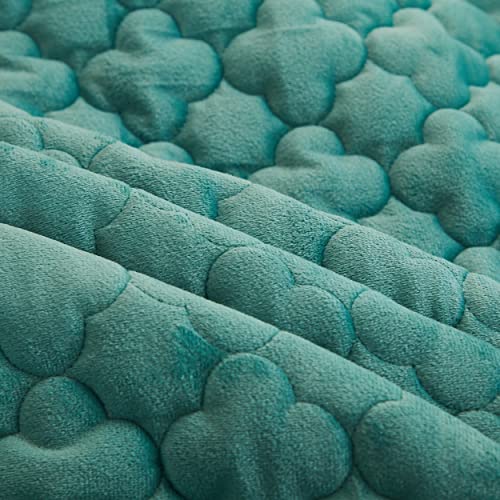 Pangzi Flannel Fitted Sheet,Plush Thicken Mattress Cover Warm Velvety Soft Heavyweight Non-Slip Protective Cover Around Winter Warm Fuzzy Bottom Sheet (Queen,Green) #TOP7