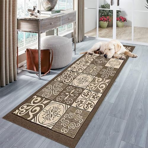 Tapis cuisine devant evier 90x130 cm lavable antidérapant en moquette beige pour salon