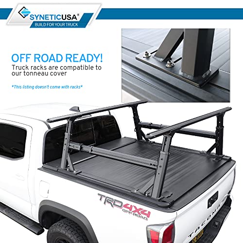 Syneticusa Retractable Hard Tonneau Cover Fits 2016-2023 Toyota Tacoma 6' Truck Bed Matte Black Aluminum Low Profile Waterproof #TOP4