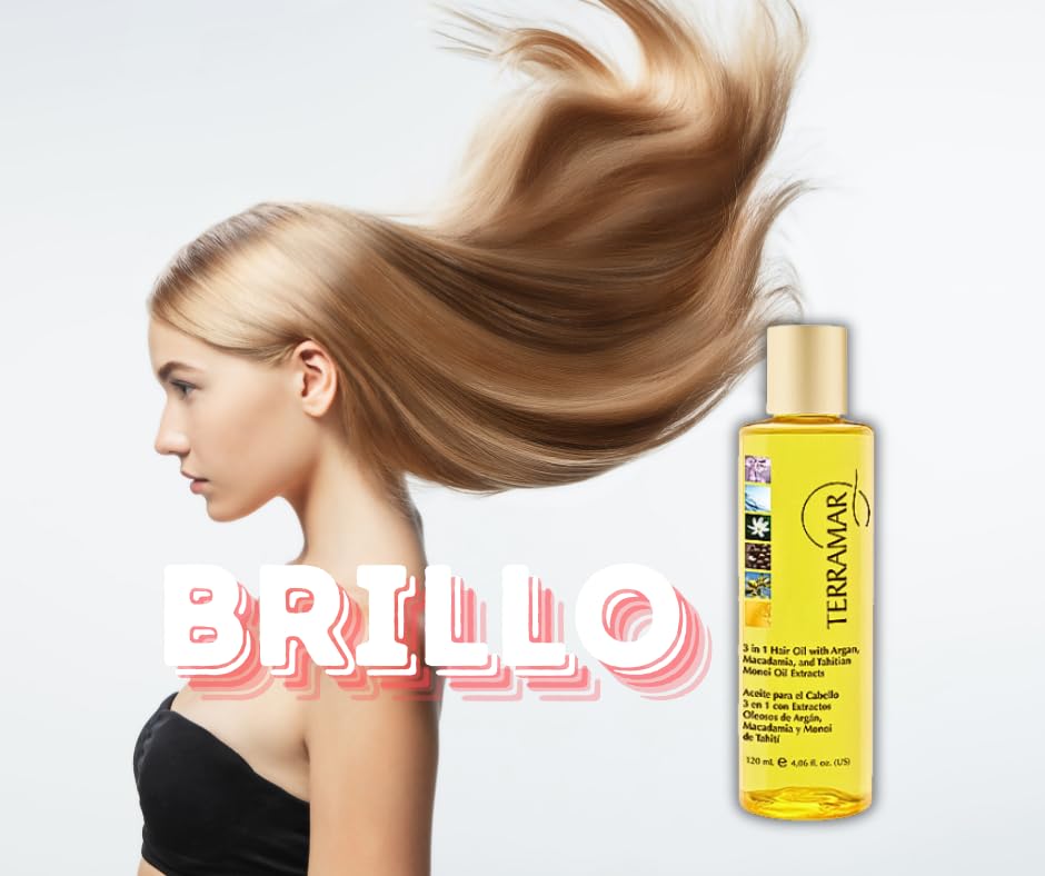 Generic Aceite para el Cabello 3 en 1 TerramarBrands con Ingredientes Naturales con Extractos Oleosos de Argán, 120 ml. / 4,06 fl. oz, Clear