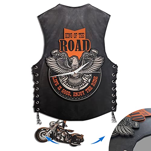 Orologio da parete oscillante a doppio strato in MDF, decorazione da parete per moto, regali per appassionati di moto, regali Harley Davidson per uomini e donne.
