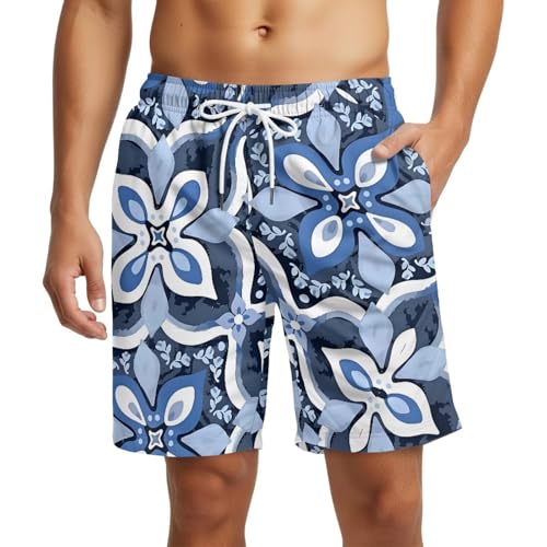 Mens Swim Trunks Quick Dry Board Shorts Breathable Fit Hawaii Mesh Beach Shorts Bathing Suits