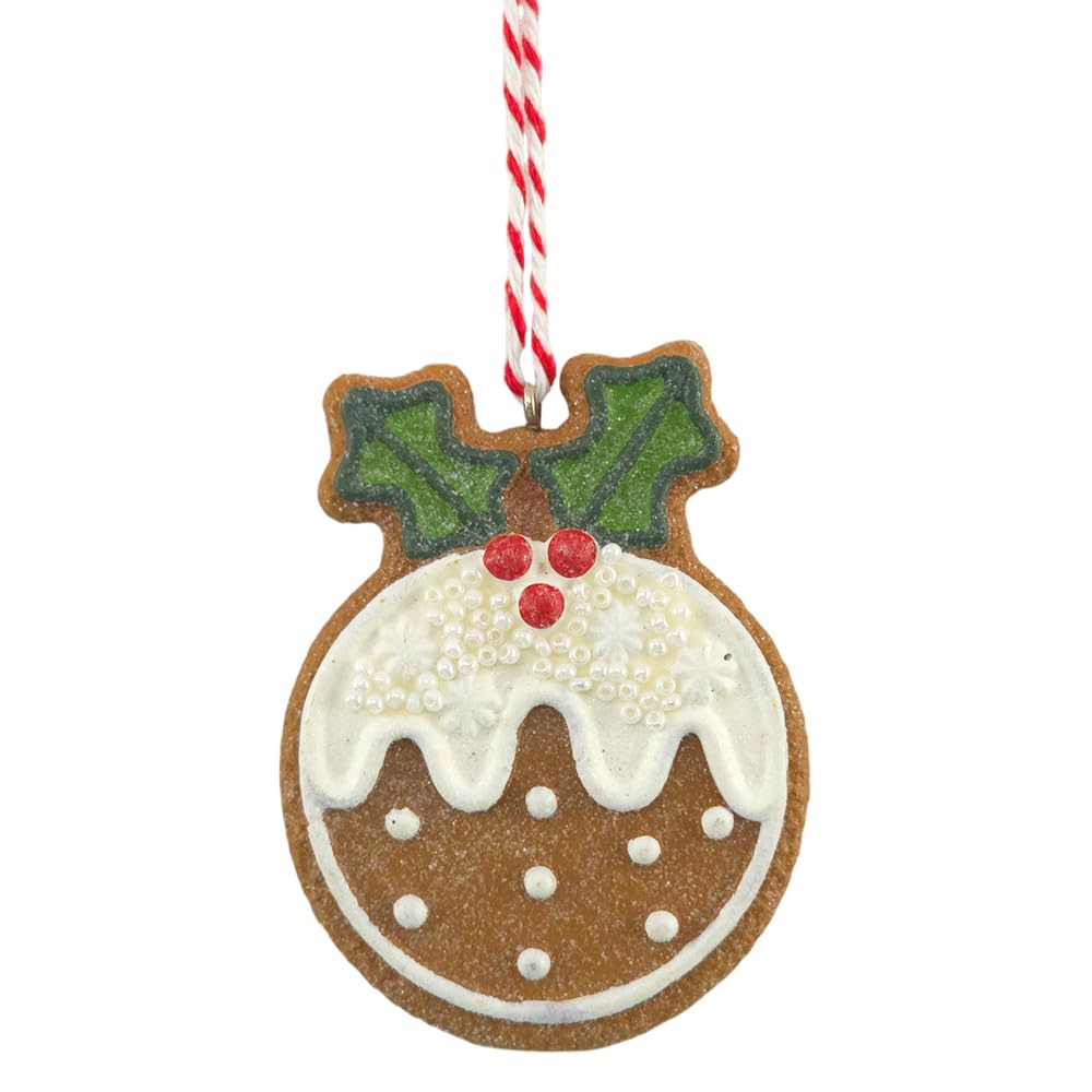 Crafty Capers Brown And Red Gingerbread Christmas Pudding | Resin Christmas Tree Decoration | Gisela Graham