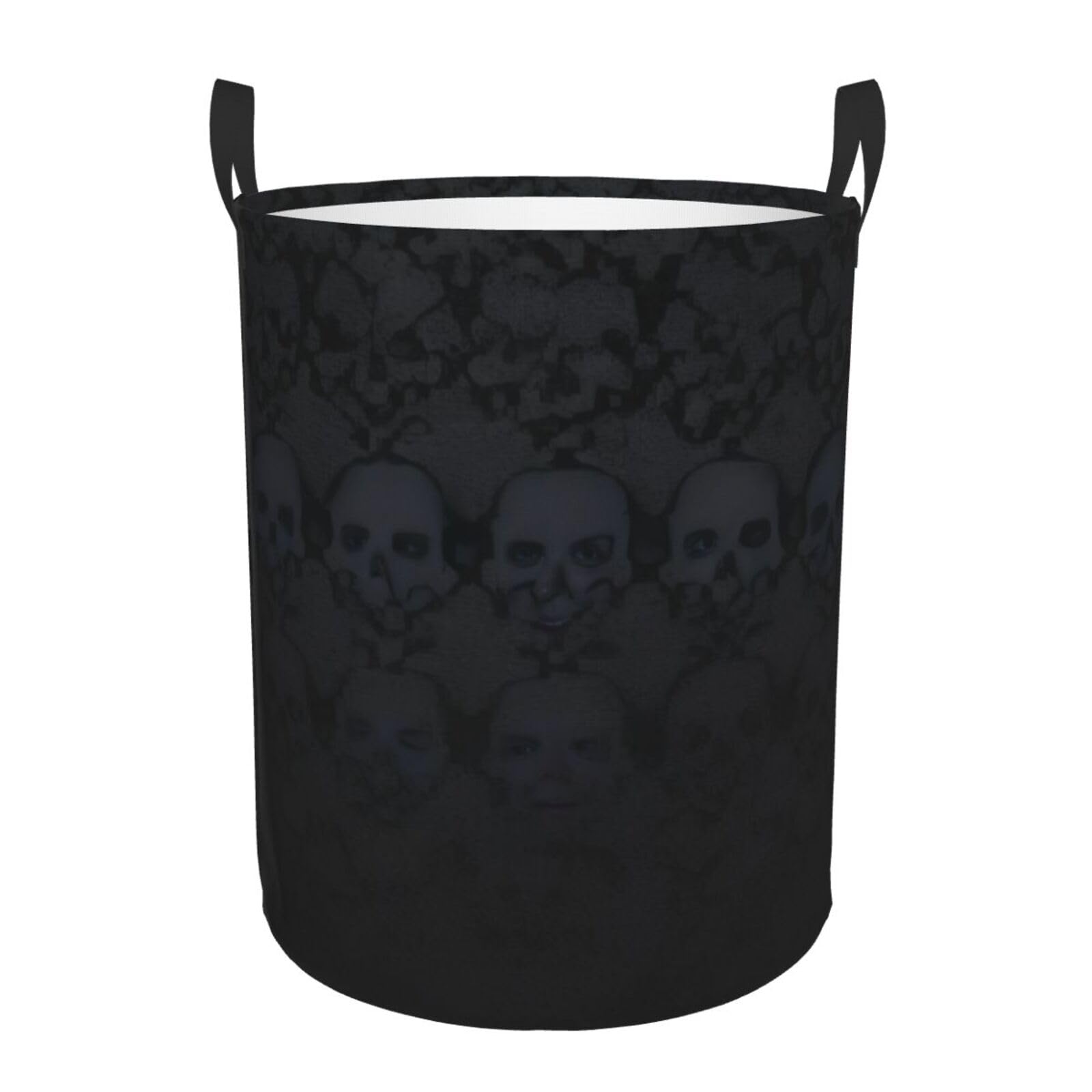 Laundry Hamper Basket Gothic Wallpaper Skull Round Waterproof Dirty Clothes Hamper, 58l Laundry Baskets With Handles, Nursery Hamper, Storage Basket For Toys Bin,Pillows, Blankets