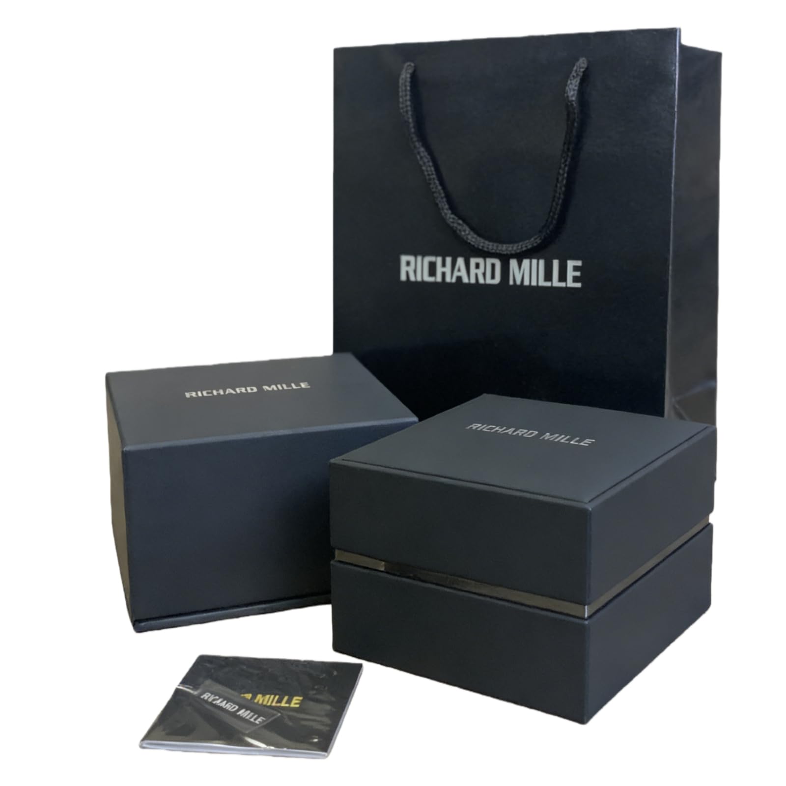 Boîte Montre Bois Laqué Noir Emplacement Unique Organisateur Cadeau Set Sac Manuel 14cm pour Richard Mille RM 055