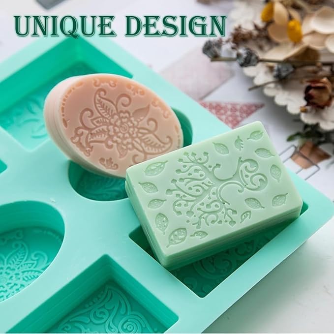 Image of MPR4 Silicone Soap Mold | Multicolor 6 Cavity Rectangle,Oval Shape Soap Moulds for Soap Making | Soap Making Kit | Soap Base Mould for Soap Bar, Resin, Chocolate, Cheesecakes (Multicolor - PK1)