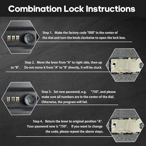 Pistol Safe, Portable Travel Gun Safe, Handgun Lock Box with Combination Lock for Home Desk Bedside Car, Black - Image 6
