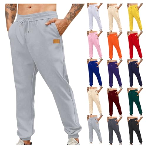 Men's Sweatpants Fleece Lined Track Pants Elastic Waist Drawstring Jogger Pants Outdoor Loose Tapered Active Trousers4