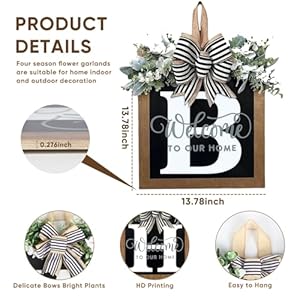 Ultra Large 14'' Last Name All Year Round Front Door Wreath with 26 Initial Letter Welcome Sign All Seasons Eucalyptus Garland and Bow Wreaths for Front Door Porch Farmhouse Decoration (B) Ultra Large 14 Last Name All Year Round Front Door Wreath with 26 Initial Letter Welcome Sign All Seasons Eucalyptus Garland and Bow Wreaths for Front Door Porch Farmhouse Decoration B