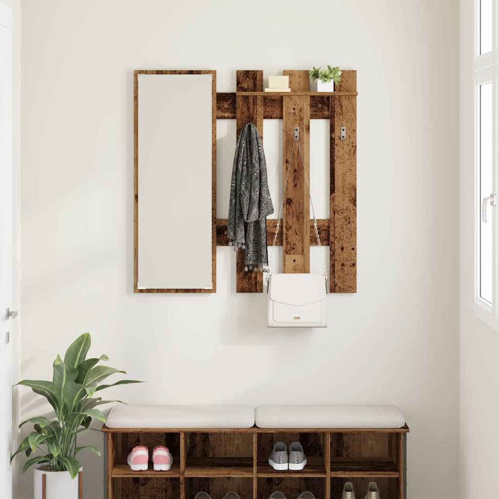 Wandmontierter Garderobenständer aus Holzwerkstoff in Altes Holz - Modernes Design, Robust und Langlebig für Flur, Wohnzimmer und Schlafzimmer