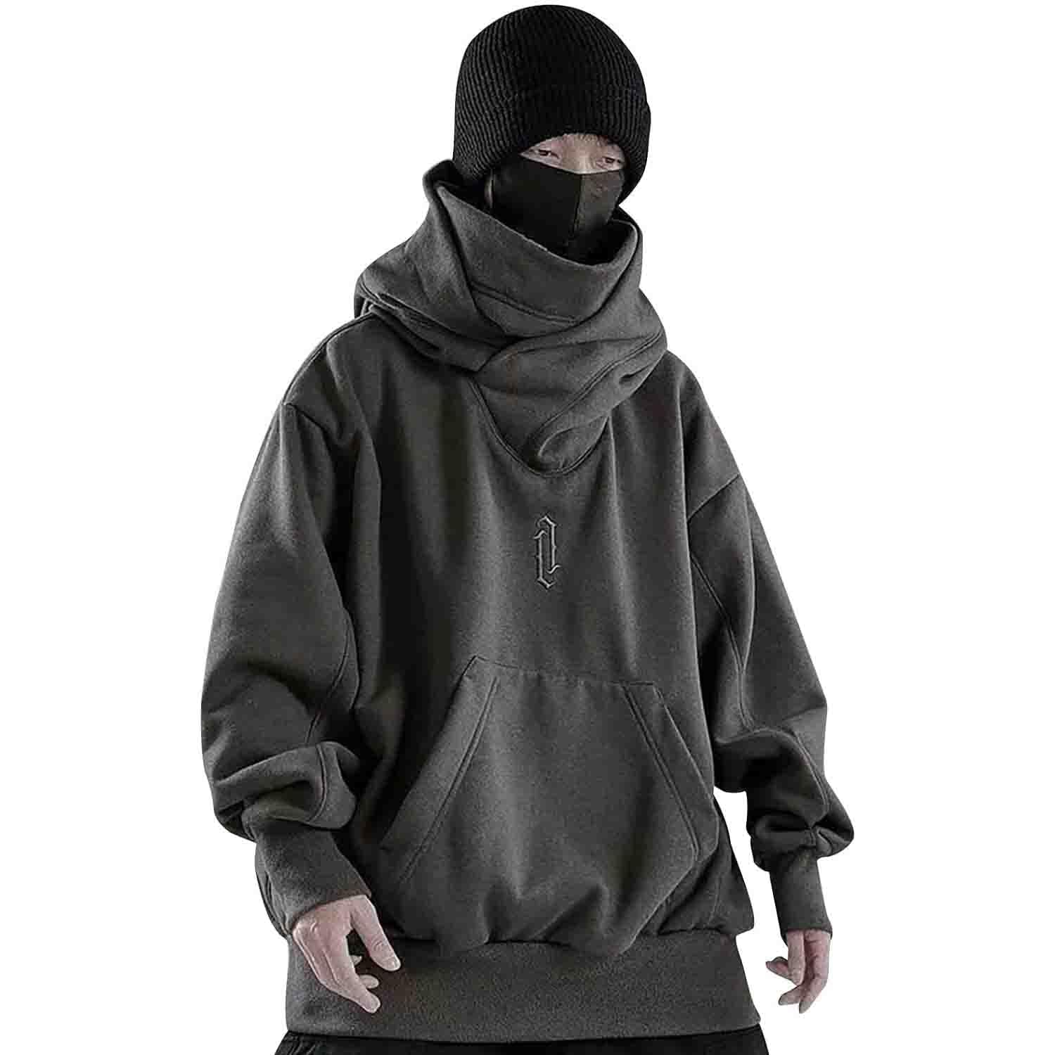 Udbeksid Ninja Hoodie Men's Hooded Y2k Neckline Hoody Techwear