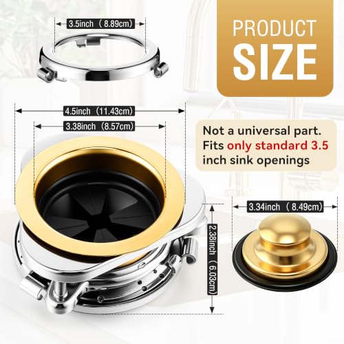Image of Garbage Disposal Flange Kit, Fit 3 1 /2 inch Sink Drain Hole, Gold