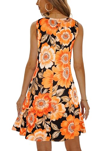 Image of Summer Dresses for Women 2026 Casual Sundresses Beach Cover Ups Sleeveless Tshirt Swing Dress with Pockets