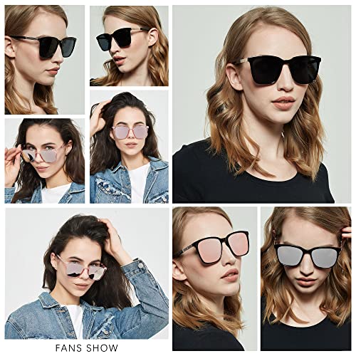 LYZOIT Oversized Sunglasses for Women Mirrored Big Large Shades Fashion Square Frame Sun glasses UV Protection4