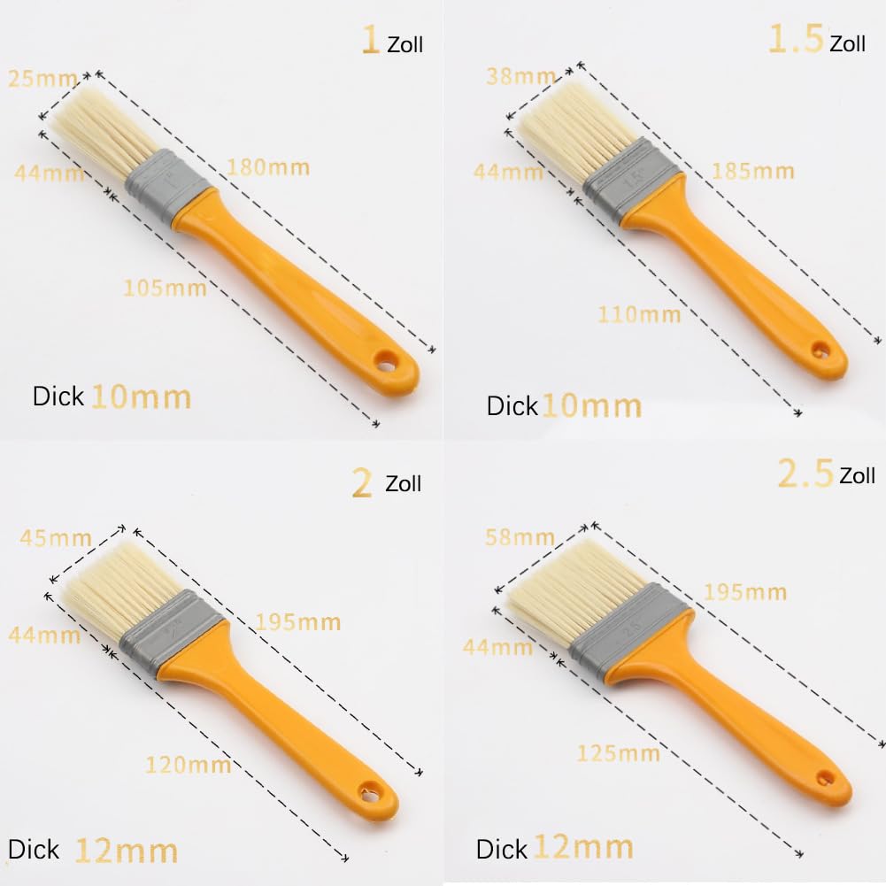 Lot de 10 pinceaux plats de 20,3 cm - Pinceau à lasure - Pinceau de peinture - Avec manche en plastique - Brosse manuelle pour le décapage - Pour murs, clôtures, balustrades en bois