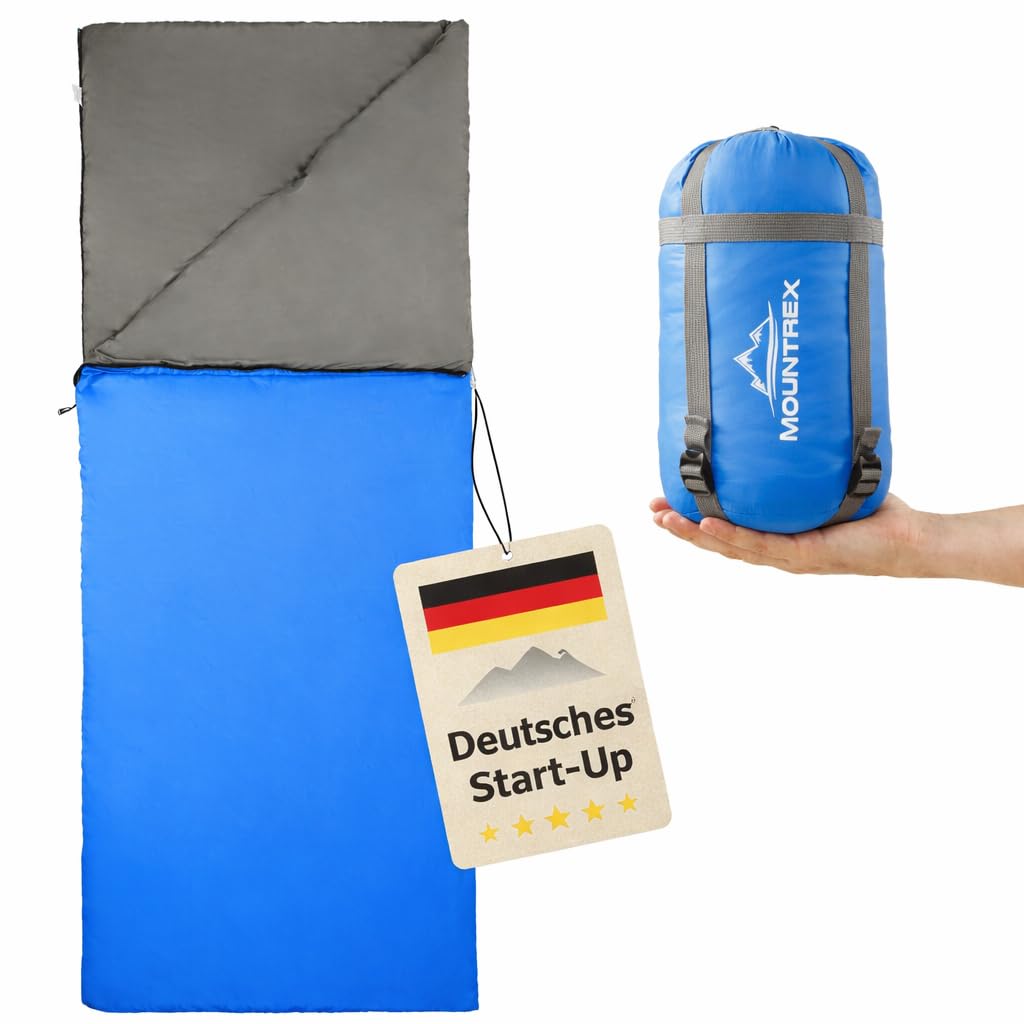 MOUNTREX® Schlafsack - Kleines Packmaß & Ultraleicht (700g) Sommer Deckenschlafsack - Outdoor Sommerschlafsack – Camping, Reise, Festival – Koppelbar