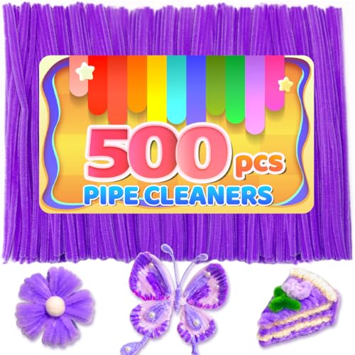 Image of IOOLEEM 500pcs Purple Pipe Cleaners Bulk for Crafts Art and Craft Supplies