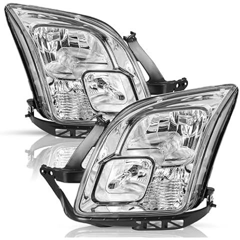 TUSDAR Headlight Assembly Set for 2006-2009 Ford Fusion Halogen Headlamp Driver and Passenger Side (Chrome Housing with Clear Reflector) Cover