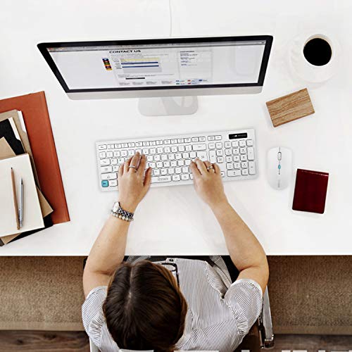 Wireless Keyboard and Mouse Combo,【Full Size Chiclet Keyboard,Long Battery Life】 RECCAZR Ultra Thin 2.4G Cordless Optical Wireless Mouse and Keyboard Set with Nano USB Receiver (White) - Thumbnail 6