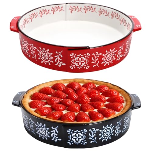 Covzoe 2 Pack Ceramic Baking Dish, 9 Inch Non-Stick Pie Pan with Double Handle, 44 Oz Deep and Fluted Pie Plate for Apple Pies, Quiche, Cake, Tart, Oven Microwave Dishwasher Safe, Red, Blue Covzoe 2 Pack Ceramic Baking Dish, 9 Inch Non-Stick Pie Pan with Double Handle, 44 Oz Deep and Fluted Pie Plate for Apple Pies, Quiche, Cake, Tart, Oven Microwave Dishwasher Safe, Red, Blue