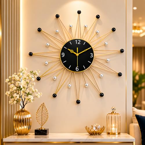 Image of Luxury Gold Sunburst Metal Wall Clock