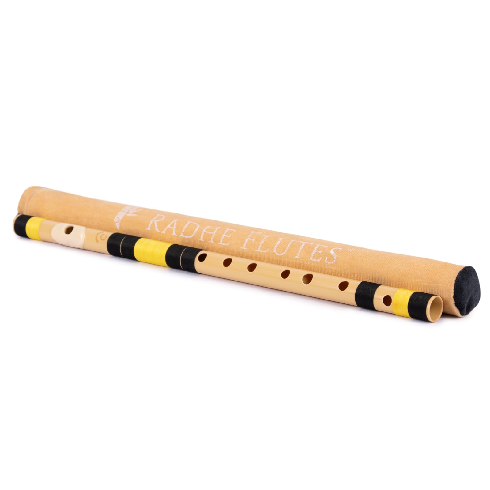 Radhe Flutes | PVC Fiber | C Natural | Right Handed | Black & Yellow Threads | Assorted Colours for Velvet Cover + Complete Flute Beginners Online Course In Hindi and English 4