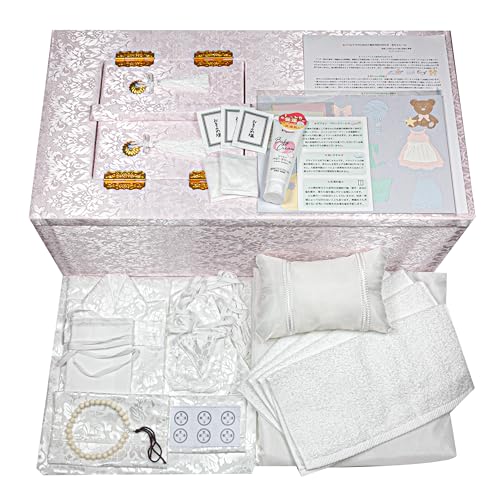 妊娠21週1日〜新生児用 可愛い白い着物付 機能充実 死産した赤ちゃんの窓のある棺 安心セット(ピンク)