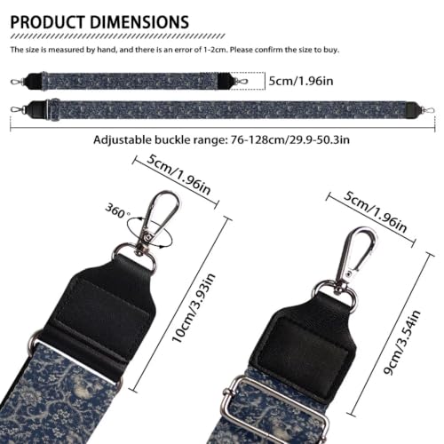 Image of Adjustable Purse Strap for Women, Crossbody Wide Handbag Strap Replacement, Sturdy Bag Strap with Silver Hardware