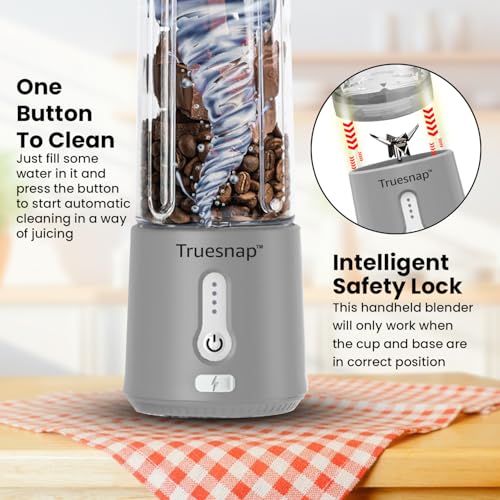 Image of QUIX Portable Blender 500ml for Smoothies Shakes & Cold Coffee | USB-C Rechargeable Juicer Mixer Grinder with 230W Motor Ice Crushing & 4000mAh Battery | BPA Free | Grey