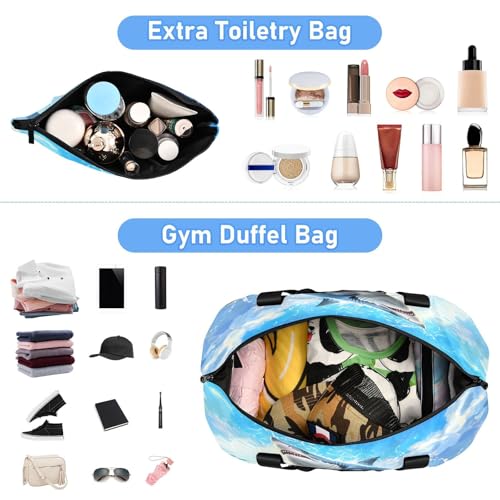 ALAZA Sharks Jumped Waves Travel Duffel Bag for Women Men Sports Gym Bag with Shoe Compartment Tote Weekender Overnight Bag with Wet Pocket for Travel, Gym,Yoga,Swimming4