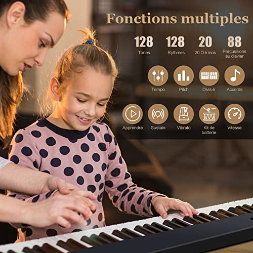 COSTWAY Piano Numérique Pliable à 88 Touches avec Pupitre,Clavier Electrique Portable avec Touche Lumineuse,2 Modes d… - Les Beatles, Paul McCartney, John Lennon, RIngo Starr, George Harrison COSTWAY Piano Numérique Pliable à 88 Touches avec Pupitre,Clavier Electrique Portable avec Touche Lumineuse,2 Modes d… – Image 3