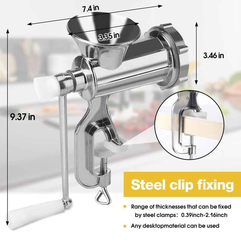 Meat Grinder Manual Mincer - Manual Meat Grinder Sausage Maker Table Mount Pork Mincer Sausage Stuffer Funnel Make Homemade Burger Patties Hand Operated Kitchen Tool#2 (02)