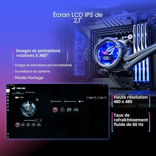 ASUS ROG Strix LC III ARGB – Watercooling CPU, Bloc d’eau rotatif à 360°, Pompe Asetek Gen7 v2, Ventilateurs premium ROG ARGB, Plus de 10 effets d’éclairage Aura personnalisables, LGA1851/1700 & AM5